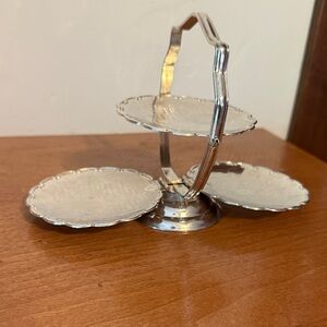 Three level silver plated candy dish